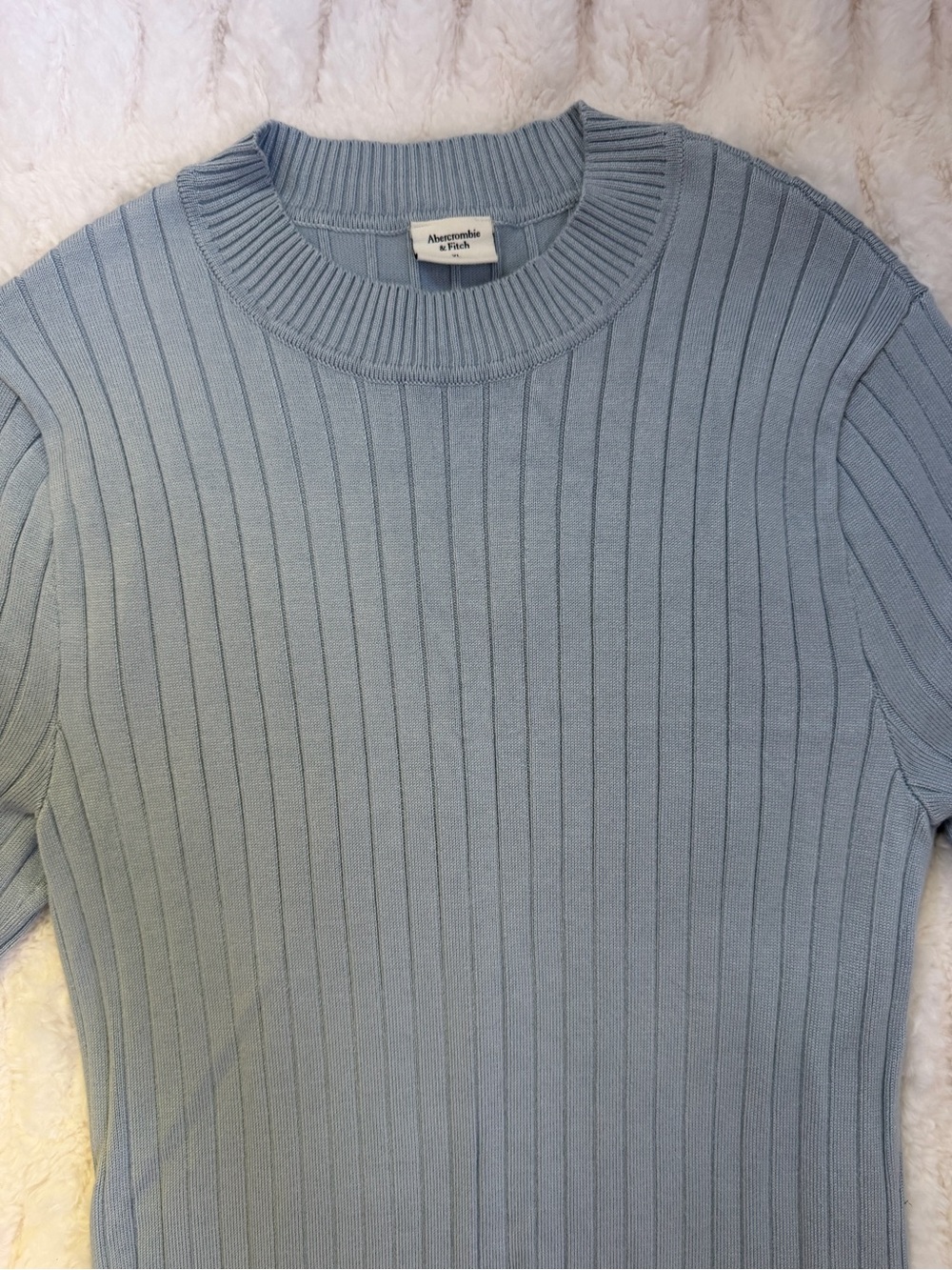 Abercrombie & Fitch Pastel Blue Ribbed Knit Mini Dress Size XL - Picture 3 of 5